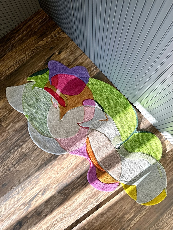 Painter's Vision Rug in a cozy room setting, illustrating how it serves as a vivid reminder of life's varied patterns and emotions.