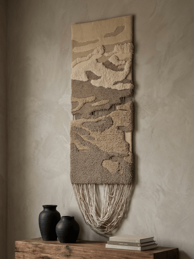 Layered Silence Hand-Tufted Wall Rug