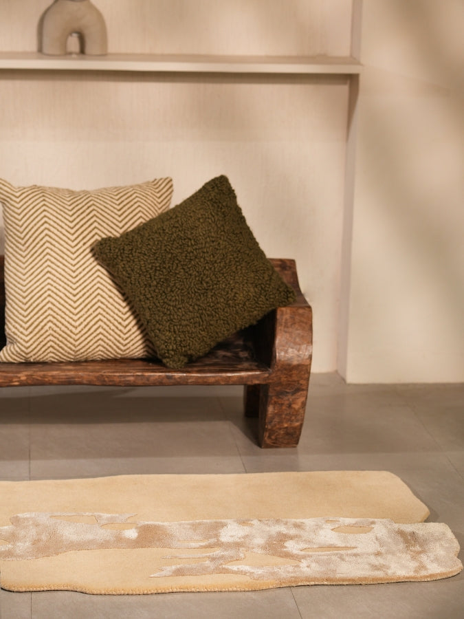 Field of Gold textured rug in golden beige tones with soft organic shapes.