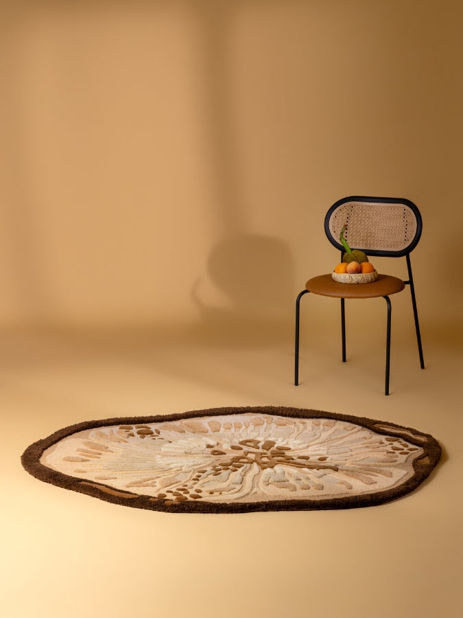 Honey Ripple textured rug in soft beige and brown tones, inspired by flowing honey ripples.