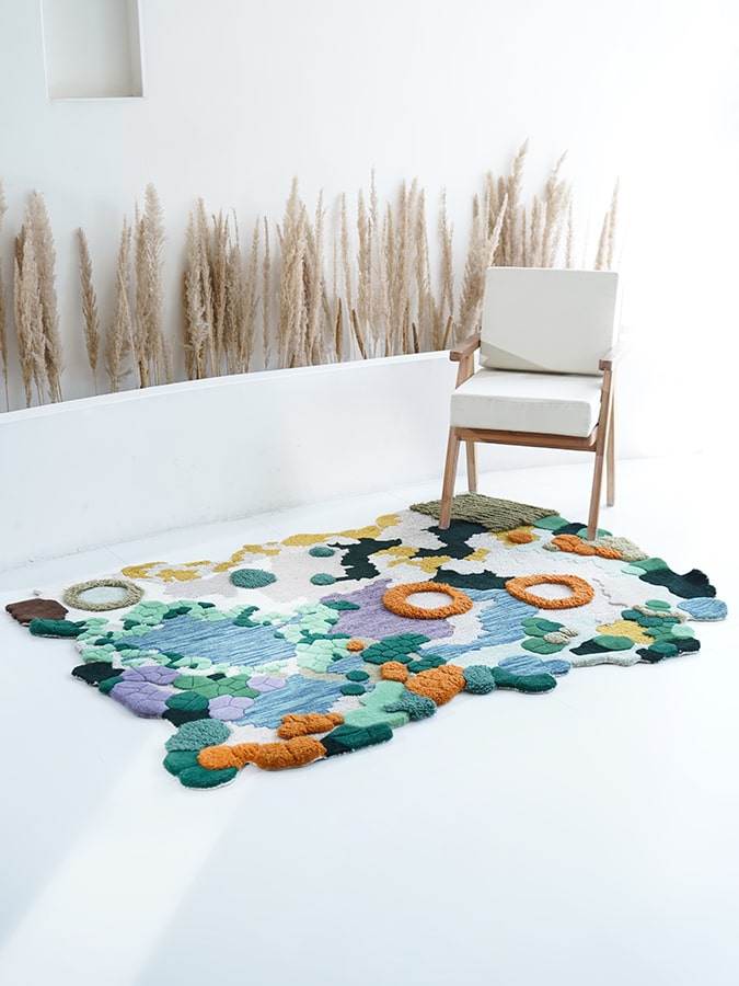 Oasis Rug displaying its lush texture and depth, designed to transform any room into a serene indoor oasis.