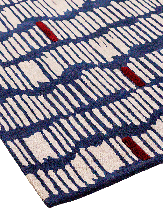 Tactile Code hand-tufted rug styled in a serene interior, adding rhythm, texture, and depth to the space.