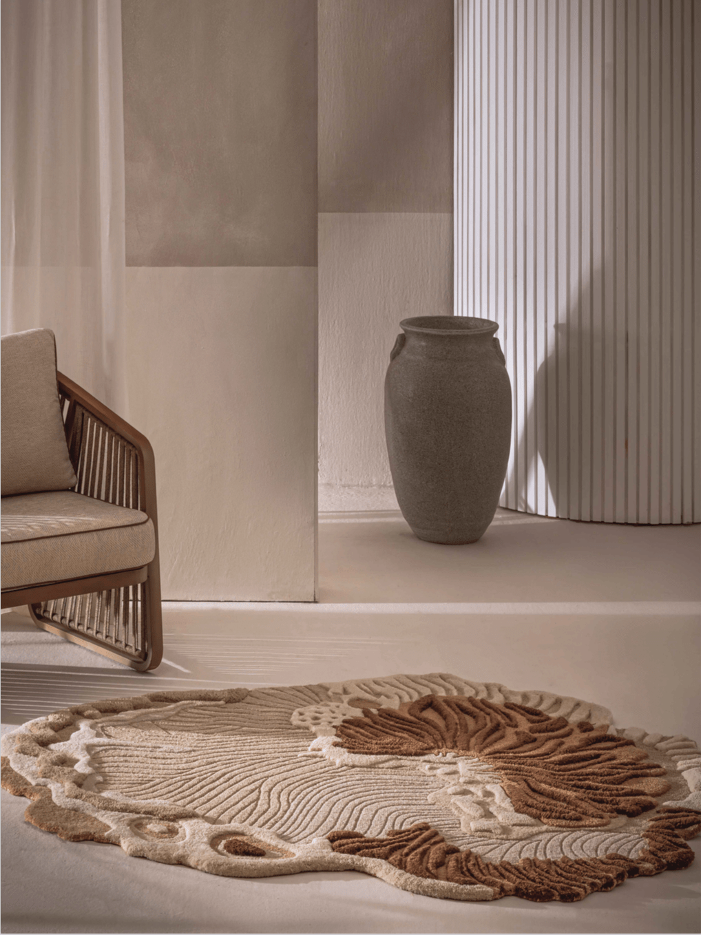 Forest Canopy Hand Tufted Rug in warm earthy tones inspired by layers of a forest