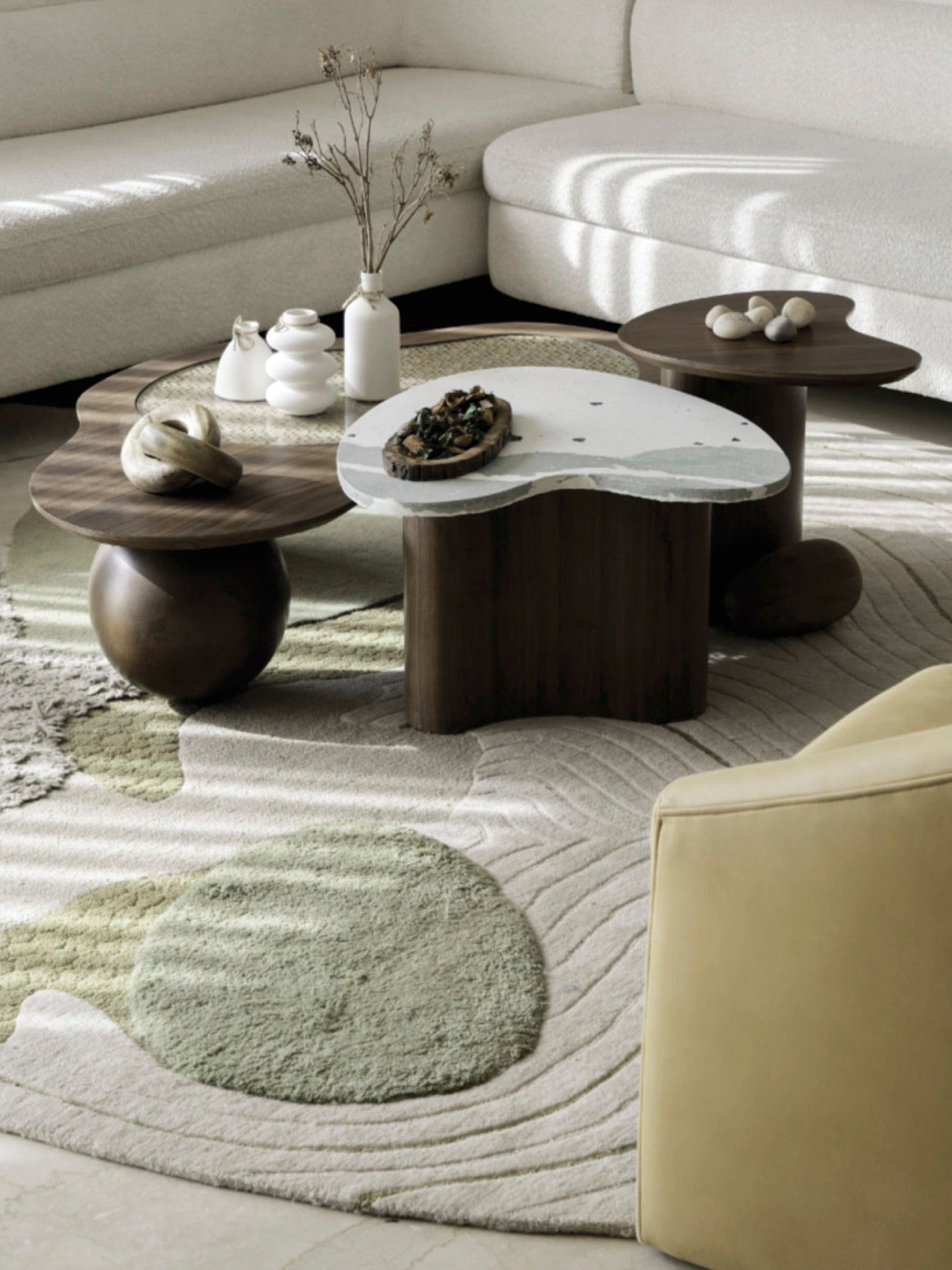 Zen Hand Tufted Rug in soothing greens with grey accents